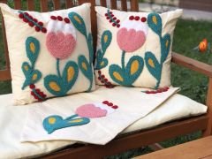 Lale Desen Punç İşi Kırlent Kılıfı - Runner Set