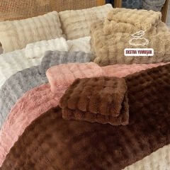 Sutra Bubble Tavşan Tüyü Çift Kişilik Yorgan Yatak Örtüsü Seti