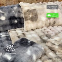 Sutra Bubble Batik Tavşan Tüyü Çift Kişilik Yorgan Yatak Örtüsü Seti