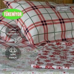 Sutra Lastikli Çarşaflı %100 Pamuk Yeni Yıl Koleksiyonu Akfil Kumaş Nevresim Takımı