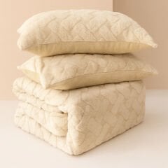 Sutra Bubble Tavşan Tüyü Geometrik Desen Çift Kişilik Yorgan Seti - Yatak Örtüsü Seti