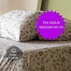 Sutra Nermince Serisi %100 Pamuk Akfil Lastikli Çarşaf Seti 100x200+30 cm - Lila