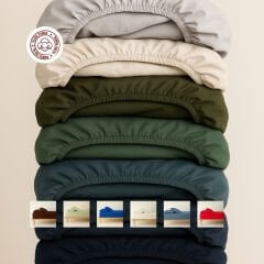 Sutra %100 Pamuk Saten Çift Kişilik Çarşaf Seti Düz Renk Lastikli