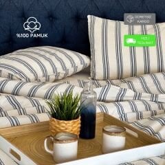 Sutra Yuso Serisi %100 Pamuk İplik Boyalı Çift Kişilik Nevresim Takımı
