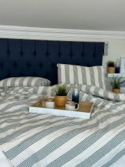 Sutra Huse Serisi %100 Pamuk İplik Boyalı Çift Kişilik Nevresim Takımı