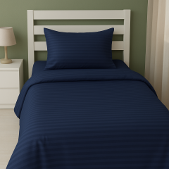 Sutra %100 Pamuk Saten Çizgili Tek Kişilik Nevresim Takımı