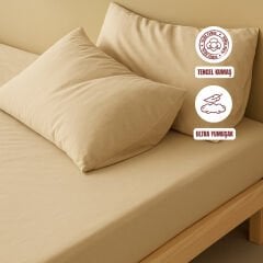 Sutra %100 Pamuk TENCEL Saten Tek & Çift Kişilik Lastikli Çarşaf Seti
