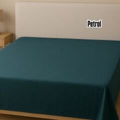 Sutra Pamuk Saten %100 Pamuk Lastiksiz Çift Kişilik Çarşaf Petrol