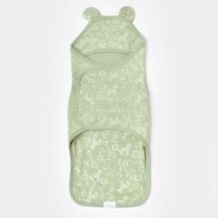 Bibaby Organik Bel Destekli Bebek Kundağı %100 Pamuk Battaniyesi - Zoo Is Good Lime Cream