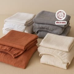 Sutra %100 Pamuk Müslin Kumaş Lastikli Çarşaf Seti